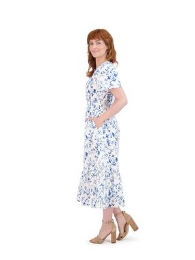 French Connection Blue & White Floral Cotton Maxi Dress